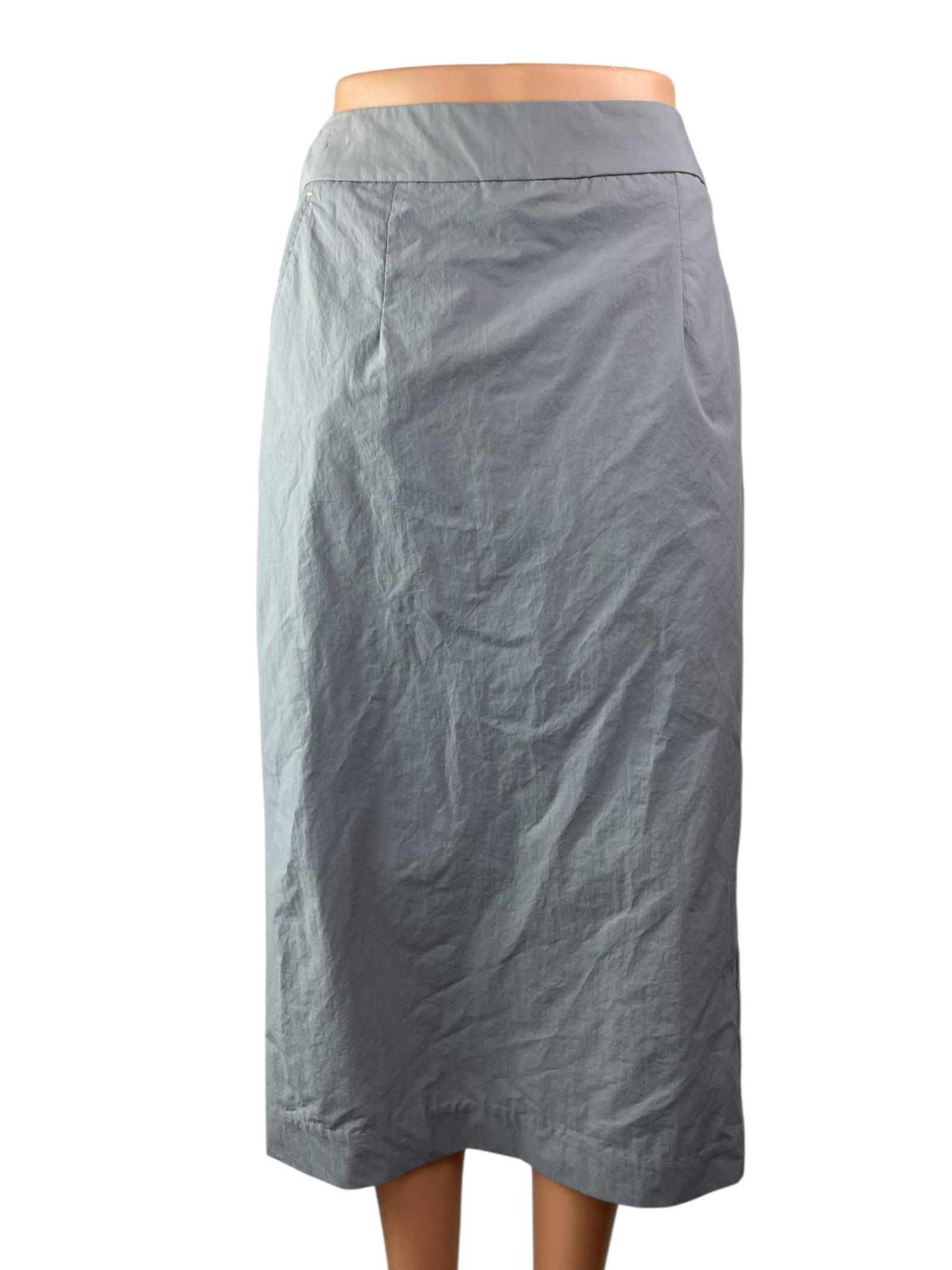 Lebrown Women's Gray High Waisted Pull On Back Slit Midi Pencil Skirt Size M